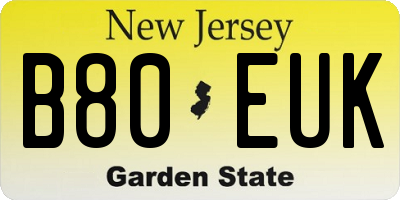 NJ license plate B80EUK