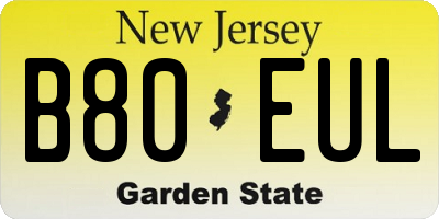 NJ license plate B80EUL