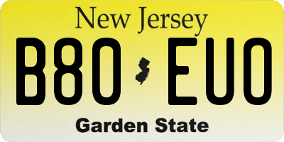 NJ license plate B80EUO