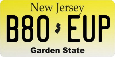 NJ license plate B80EUP
