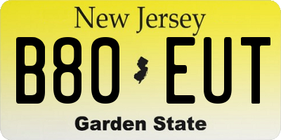 NJ license plate B80EUT