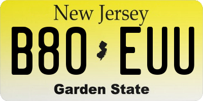 NJ license plate B80EUU
