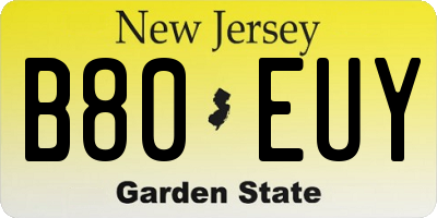 NJ license plate B80EUY