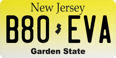 NJ license plate B80EVA