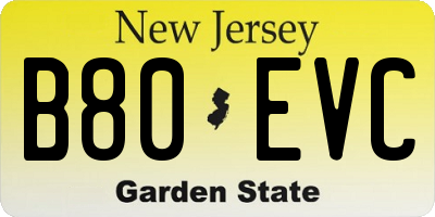 NJ license plate B80EVC