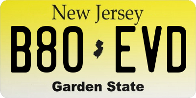 NJ license plate B80EVD