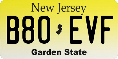 NJ license plate B80EVF