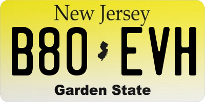 NJ license plate B80EVH