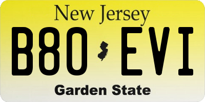 NJ license plate B80EVI