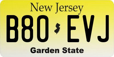 NJ license plate B80EVJ