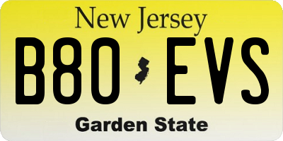 NJ license plate B80EVS
