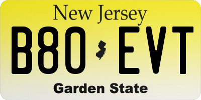 NJ license plate B80EVT
