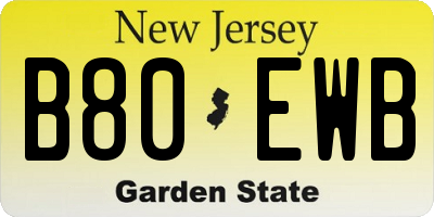 NJ license plate B80EWB