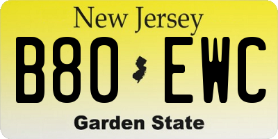 NJ license plate B80EWC