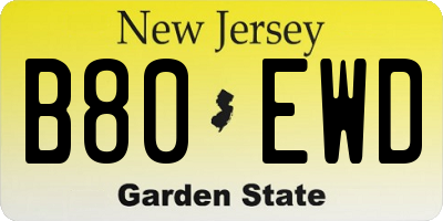 NJ license plate B80EWD