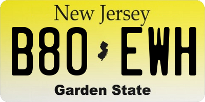 NJ license plate B80EWH