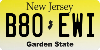 NJ license plate B80EWI
