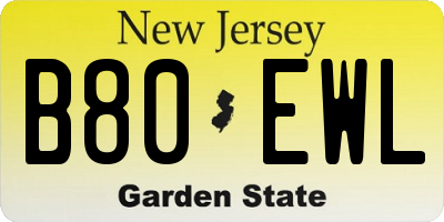NJ license plate B80EWL