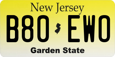 NJ license plate B80EWO