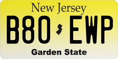 NJ license plate B80EWP