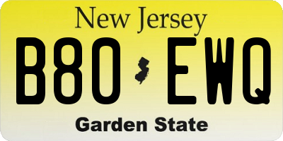 NJ license plate B80EWQ