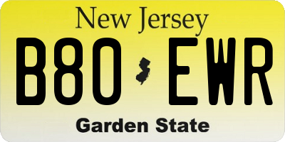 NJ license plate B80EWR
