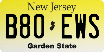 NJ license plate B80EWS