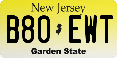 NJ license plate B80EWT