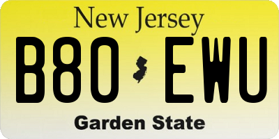 NJ license plate B80EWU