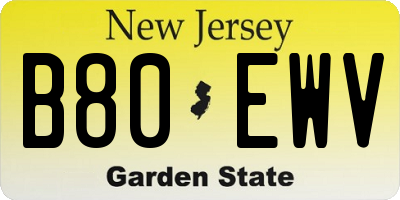 NJ license plate B80EWV