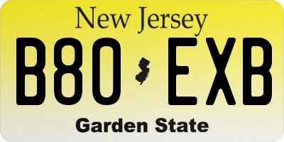 NJ license plate B80EXB