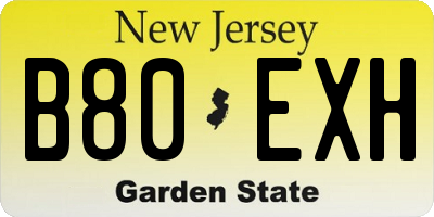 NJ license plate B80EXH
