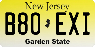 NJ license plate B80EXI