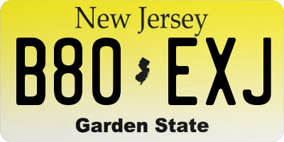 NJ license plate B80EXJ
