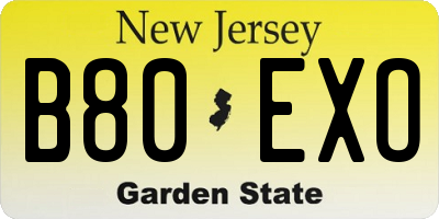 NJ license plate B80EXO
