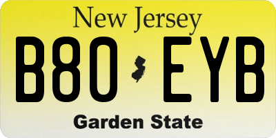 NJ license plate B80EYB