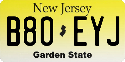 NJ license plate B80EYJ