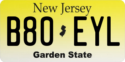 NJ license plate B80EYL