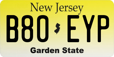 NJ license plate B80EYP