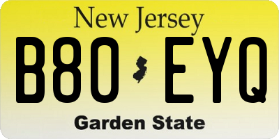 NJ license plate B80EYQ