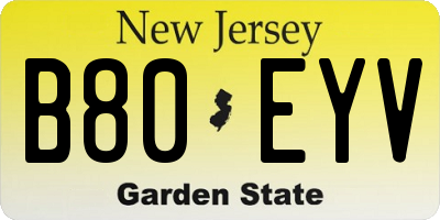 NJ license plate B80EYV