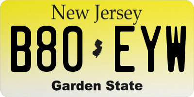 NJ license plate B80EYW