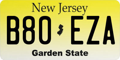 NJ license plate B80EZA