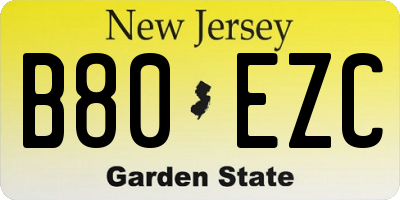 NJ license plate B80EZC
