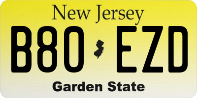 NJ license plate B80EZD