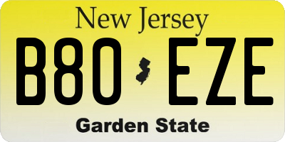 NJ license plate B80EZE