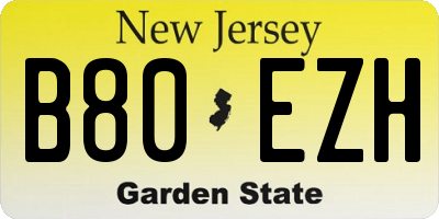 NJ license plate B80EZH