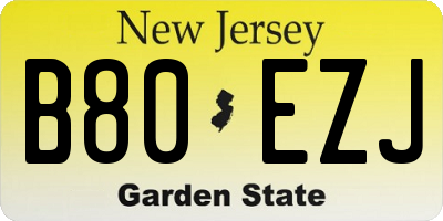 NJ license plate B80EZJ