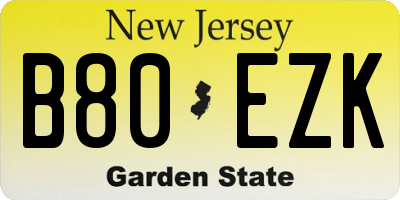 NJ license plate B80EZK