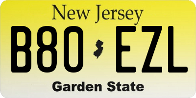 NJ license plate B80EZL
